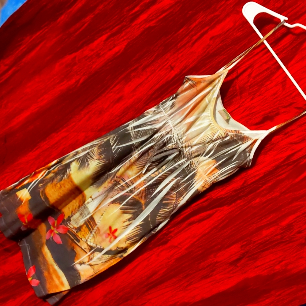 Spaghetti strap ocean sunset dress